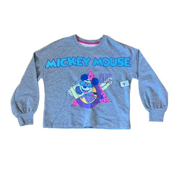 NWT Disney parks Mickey Mouse‎ Club Retro Cropped Sweatshirt SZ M - Picture 1 of 5